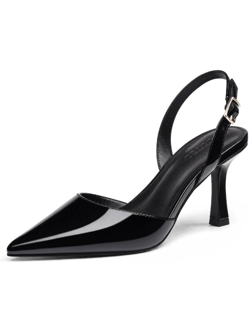 Women's Cool Black Closed Pointed Toe Pumps Slingback Dress Slip on Kitten Heels